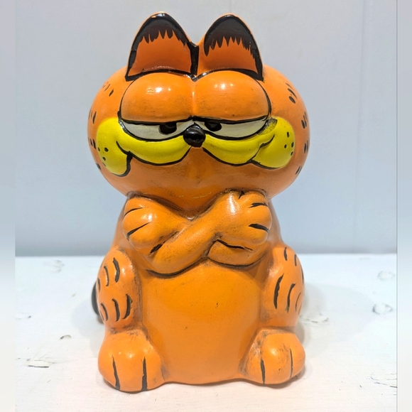 Garfield Other - Garfield Coin Bank Ceramic Orange Nostalgic Vintage